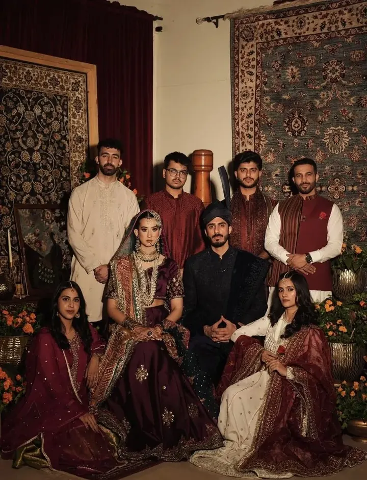 A family dressed for a celebration