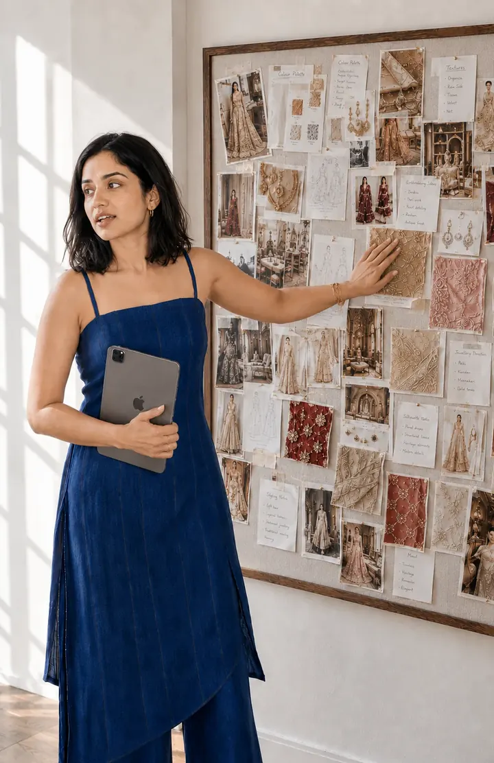 A Parampara stylist at a moodboard